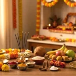 Dussehra Puja Samagri List: Complete Home Puja Checklist Dussehra puja samagri list for home with diya, cotton batti, kumkum, flowers, dhoop and Vijayadashami puja items